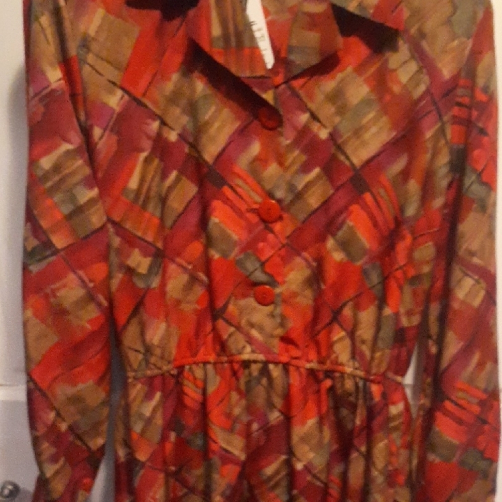 Elegant Long Sleeve Red Patterned Dress